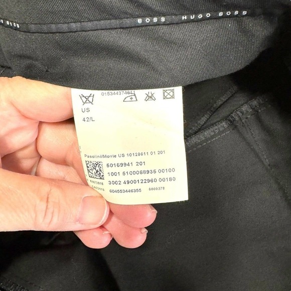 HUGO BOSS Pasolini Movie 100% Virgin Wool Men's Black Pants Trousers Sz 42L - Picture 5 of 9